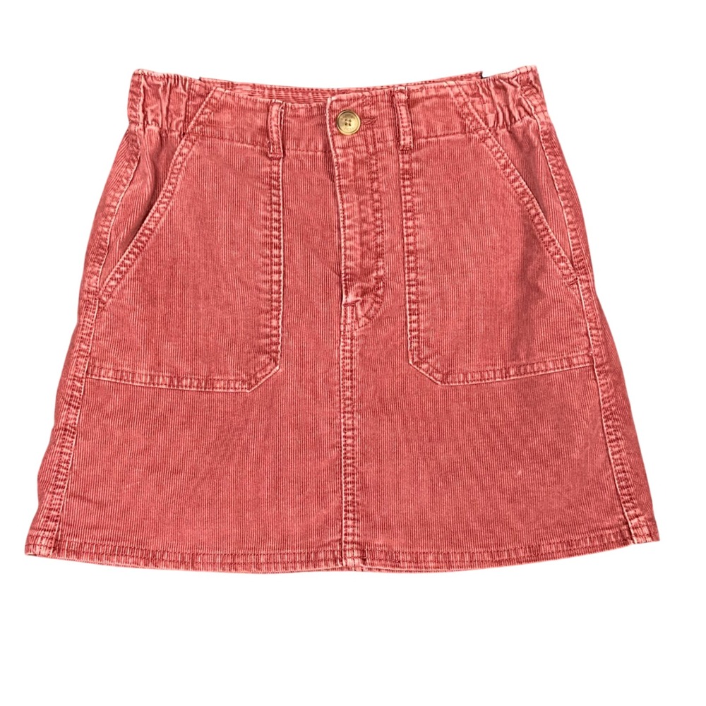 American Eagle Corduroy A-Line Mini Skirt Women's Size 0 Maroon Super‎ Stretch